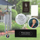 Memorial wind chime for loss of husband with personalized photo engraving